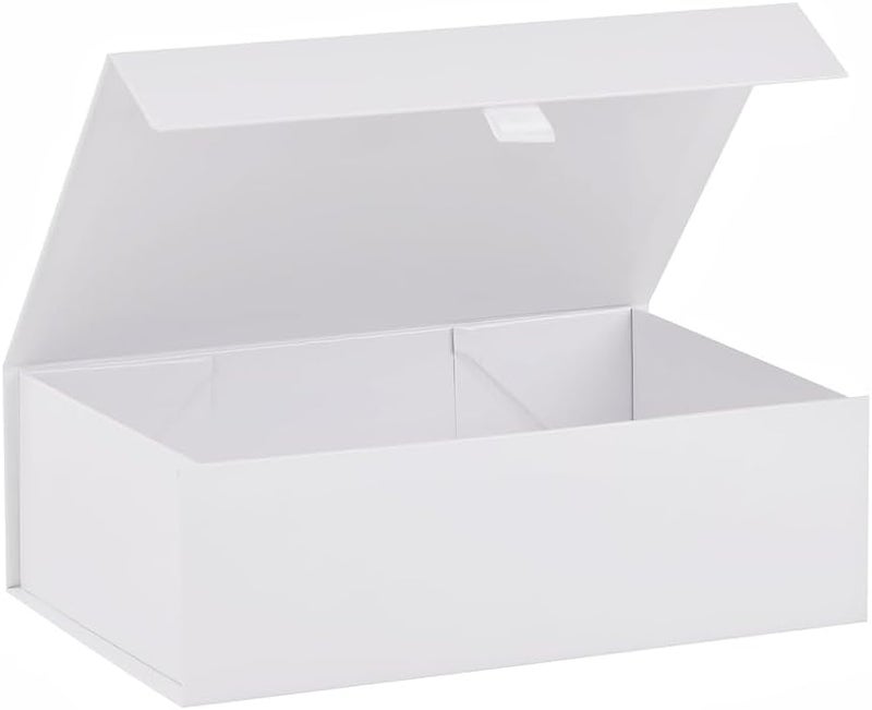 PLINJOY White Gift Box for Presents 10.8x7.5x3.5 Inches Magnetic Gift Boxes with Lid Luxury Gift Box for Rectangle Collapsible for Bridesmaid, Wedding, Birthday Gift Packging - Image 1